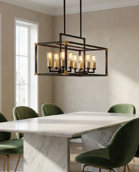 LAMPA WISZĄCA LOFT CZARNO-MOSIĘŻNA WALDORF W8 LUMINA DECO