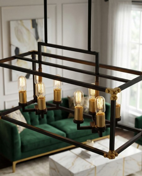 LAMPA WISZĄCA LOFT CZARNO-MOSIĘŻNA WALDORF W8 LUMINA DECO