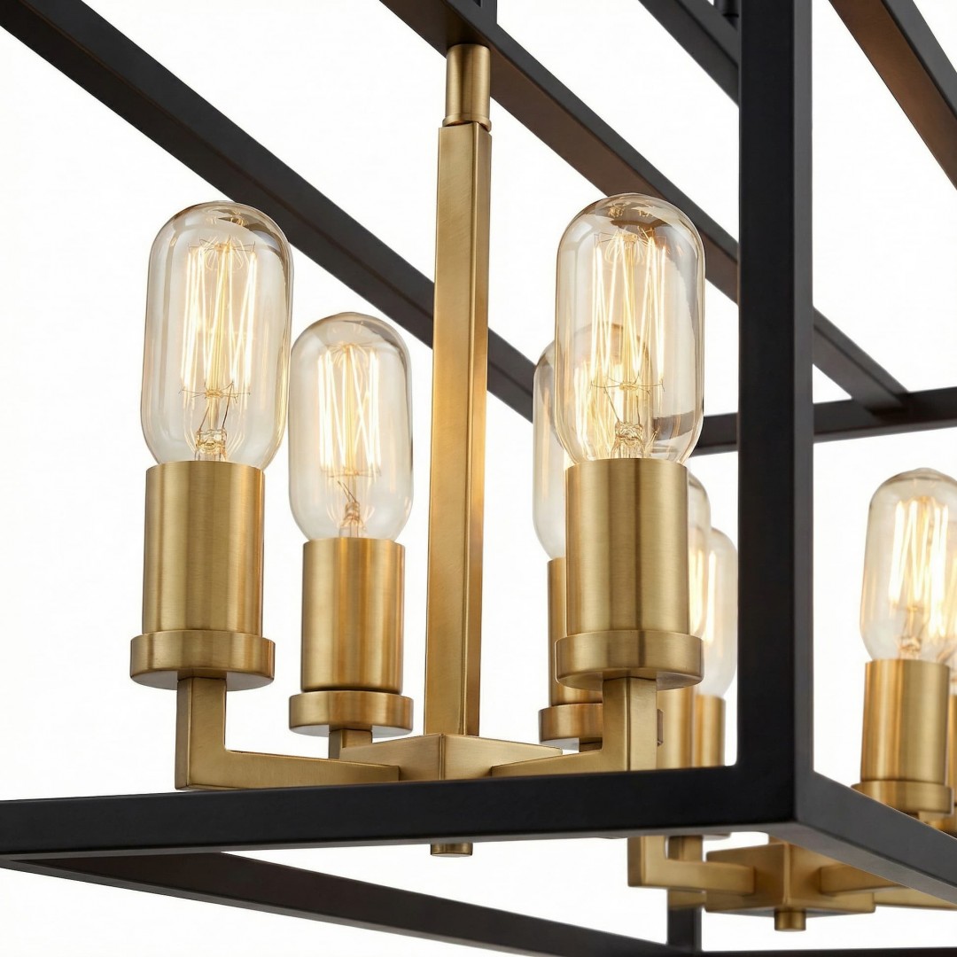 LAMPA WISZĄCA LOFT CZARNO-ZŁOTA SZCZOTKOWANA WALDORF W8 LUMINA DECO