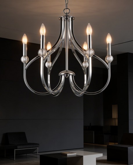 NOWOCZESNA LAMPA WISZĄCA CHROMOWANA ARCHETYPE W6