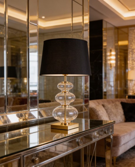 lampa nocna czarno zlota briston lumina deco front