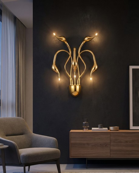 KINKIET LAMPA ŚCIENNA NOWOCZESNA ZŁOTA MAGICA W5 LUMINA DECO