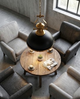 LAMPA WISZĄCA INDUSTRIALNA LOFT CZARNO-ZŁOTA SZCZOTKOWANA ETTORE LUMINA DECO