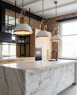 LAMPA WISZĄCA INDUSTRIALNA LOFT BIAŁO-ZŁOTA SZCZOTKOWANA ETTORE LUMINA DECO