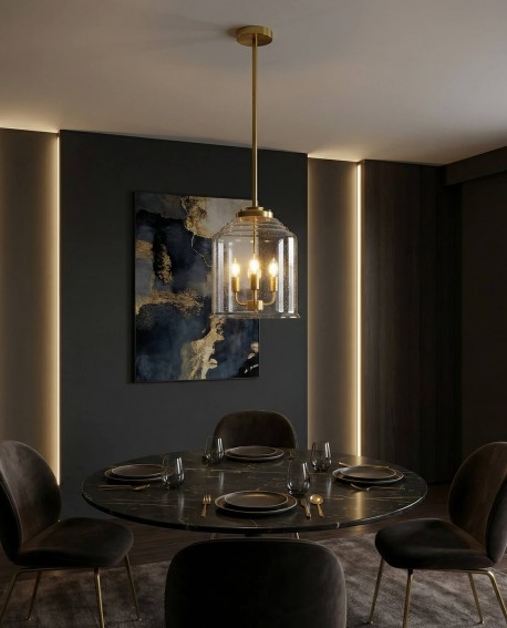 LAMPA WISZĄCA SUFITOWA NOWOCZESNA GLAMOUR MOSIĘŻNA RALTON W3 LUMINA DECO