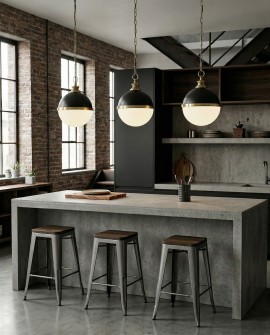 LAMPA WISZĄCA LOFT CZARNO-MOSIĘŻNA LARGO LUMINA DECO