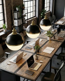 LAMPA WISZĄCA LOFT CZARNO-ZŁOTA SZCZOTKOWANA LARGO LUMINA DECO