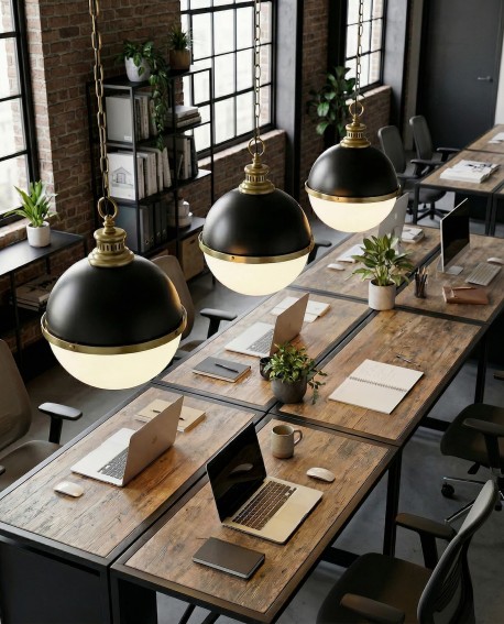 LAMPA WISZĄCA LOFT CZARNO-MOSIĘŻNA LARGO LUMINA DECO