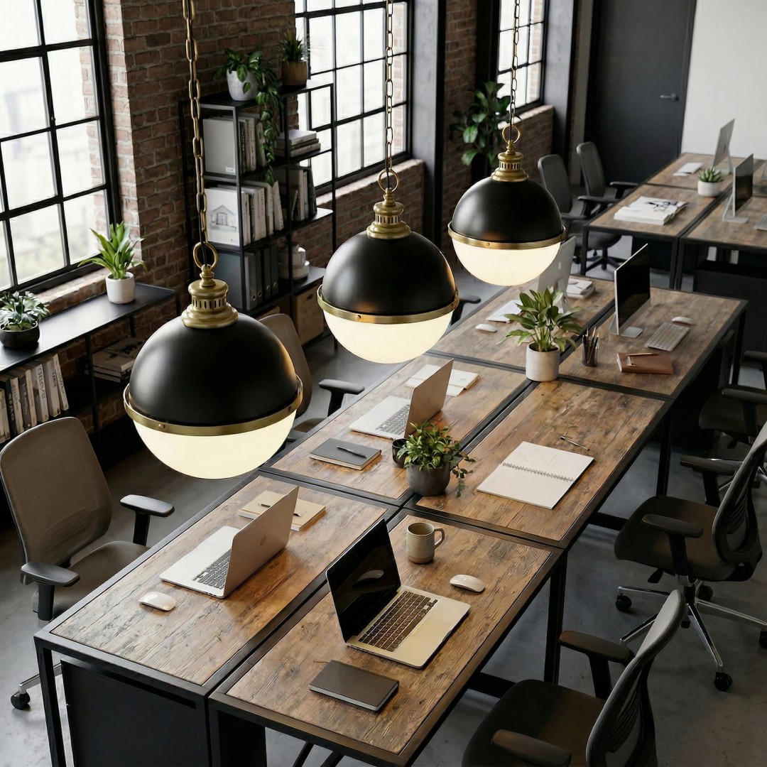 LAMPA WISZĄCA LOFT CZARNO-ZŁOTA SZCZOTKOWANA LARGO LUMINA DECO