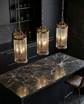 LAMPA WISZĄCA LOFT ZŁOTO SZCZOTKOWANE BOSTON W3 LUMINA DECO