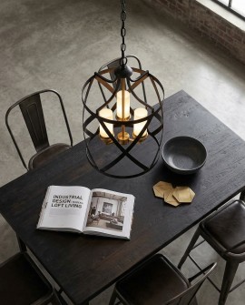 LAMPA WISZĄCA SUFITOWA LOFT CZARNO-ZŁOTA SZCZOTKOWANA ASTILA W3 LUMINA DECO