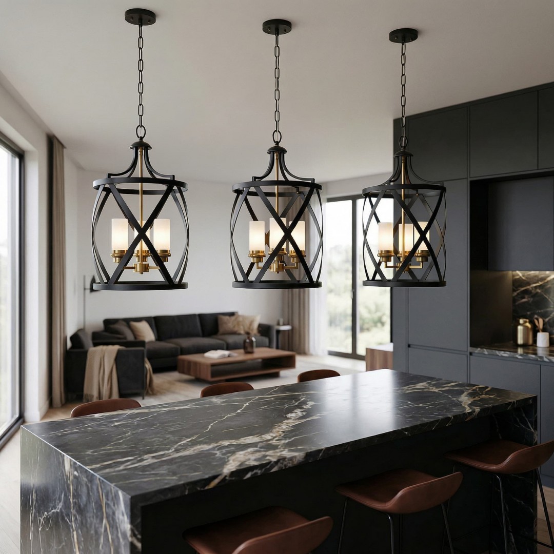 LAMPA WISZĄCA SUFITOWA LOFT CZARNO-ZŁOTA SZCZOTKOWANA ASTILA W3 LUMINA DECO