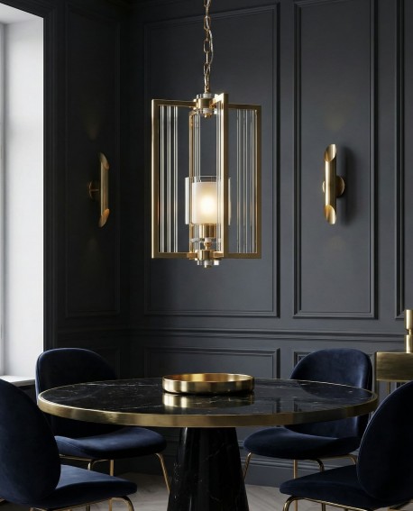 LAMPA WISZĄCA SUFITOWA NOWOCZESNA ZŁOTA MANHATTAN W1 LUMINA DECO