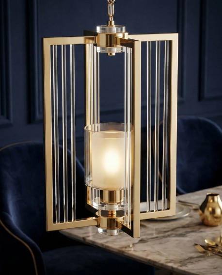 LAMPA WISZĄCA SUFITOWA NOWOCZESNA ZŁOTA MANHATTAN W1 LUMINA DECO