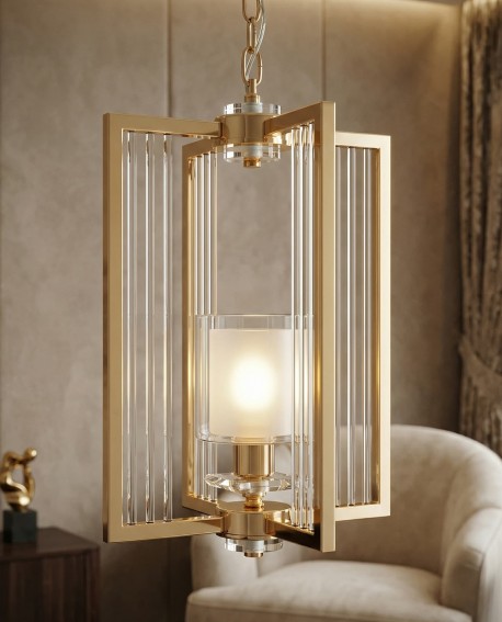 LAMPA WISZĄCA SUFITOWA NOWOCZESNA ZŁOTA MANHATTAN W1 LUMINA DECO