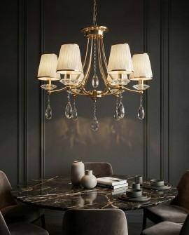 ŻYRANDOL KLASYCZNY KRYSZTAŁOWY ZŁOTY DOMINNI W6 LUMINA DECO