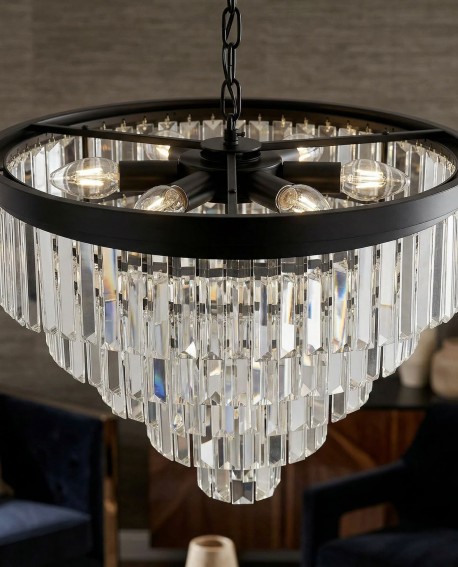 NOWOCZESNY ŻYRANDOL KRYSZTAŁOWY CZARNY CAPRIA D50