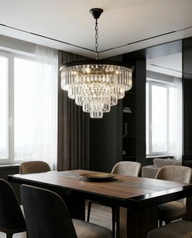 NOWOCZESNY ŻYRANDOL KRYSZTAŁOWY CZARNY CAPRIA D50