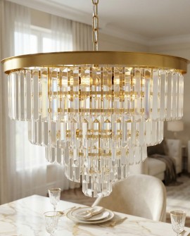 NOWOCZESNY ŻYRANDOL KRYSZTAŁOWY MOSIĘŻNY CAPRIA D50