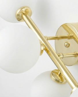 kinkiet nowoczesny zlota marsiada 5 z bialymi kulami lumina deco