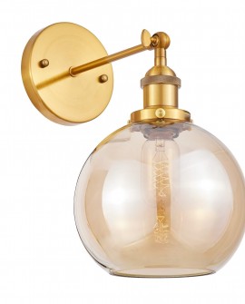 LAMPA ŚCIENNA KINKIET LOFT ZŁOTO SZCZOTKOWANE BURSZTYNOWA NAVARRO