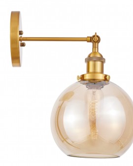 LAMPA ŚCIENNA KINKIET LOFT ZŁOTO SZCZOTKOWANE BURSZTYNOWA NAVARRO