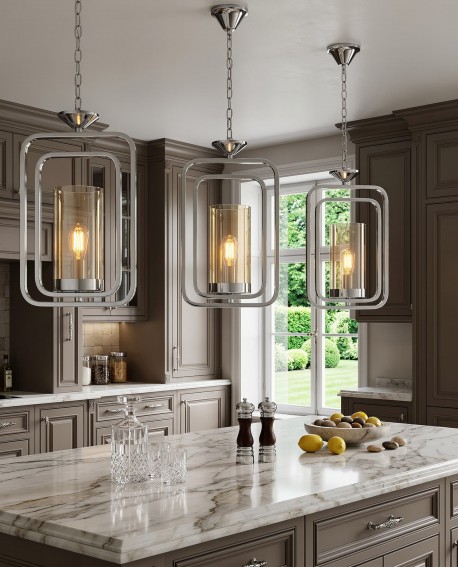 LAMPA WISZĄCA NOWOCZESNA LOFT CHROMOWANA BENTON W1 LUMINA DECO