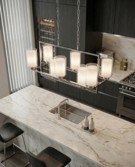 LAMPA WISZĄCA NOWOCZESNA CHROMOWANA LINO W8 LUMINA DECO