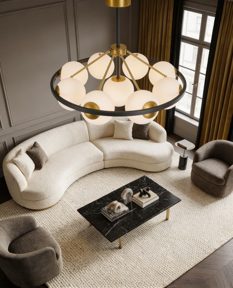 LAMPA WISZĄCA SUFITOWA NOWOCZESNA CZARNO-MOSIĘŻNA DONZANO W9 LUMINA DECO