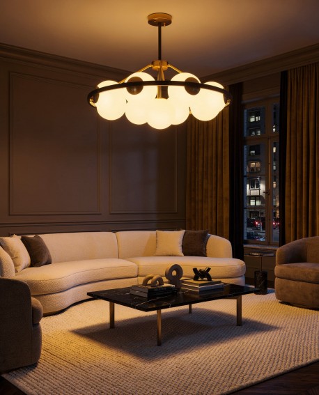 LAMPA WISZĄCA SUFITOWA NOWOCZESNA CZARNO-MOSIĘŻNA DONZANO W9 LUMINA DECO