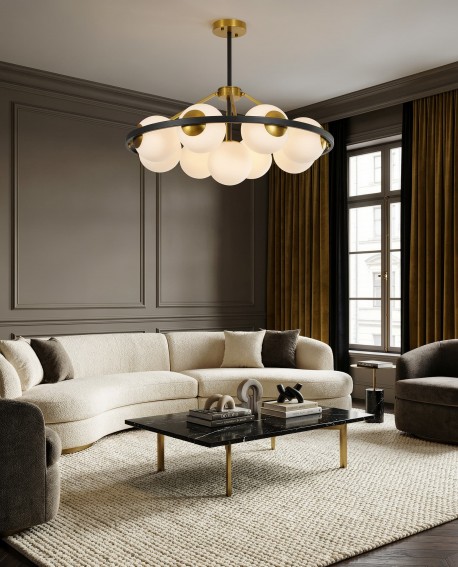 LAMPA WISZĄCA SUFITOWA NOWOCZESNA CZARNO-MOSIĘŻNA DONZANO W9 LUMINA DECO