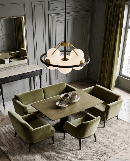 LAMPA WISZĄCA SUFITOWA NOWOCZESNA CZARNO-MOSIĘŻNA DONZANO W5 LUMINA DECO