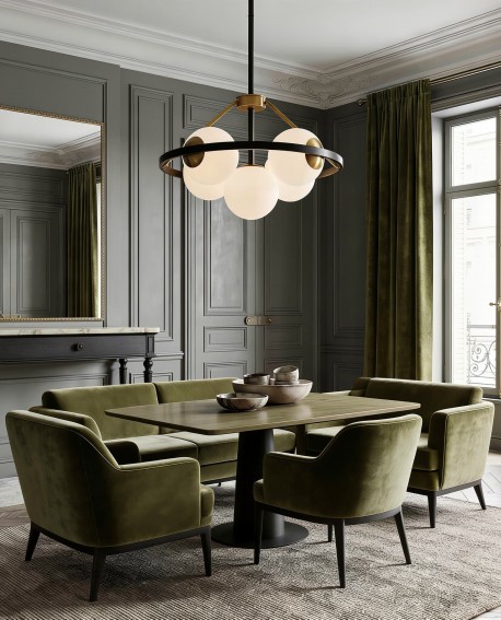 LAMPA WISZĄCA SUFITOWA NOWOCZESNA CZARNO-MOSIĘŻNA DONZANO W5 LUMINA DECO