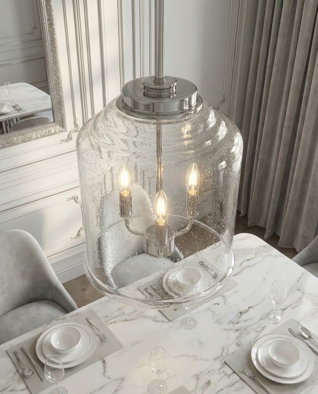 LAMPA WISZĄCA SUFITOWA NOWOCZESNA GLAMOUR CHROMOWANA RALTON W3 LUMINA DECO