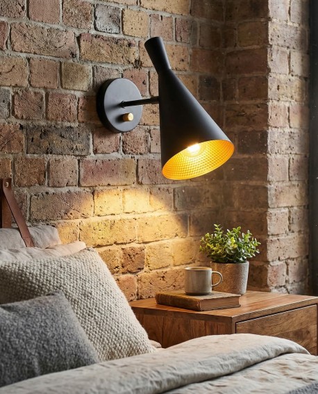 KINKIET LAMPA ŚCIENNA LOFT CZARNA FOGGI W1