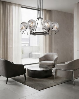 LAMPA WISZĄCA NOWOCZESNA CZARNA MARSEO W6 LUMINA DECO