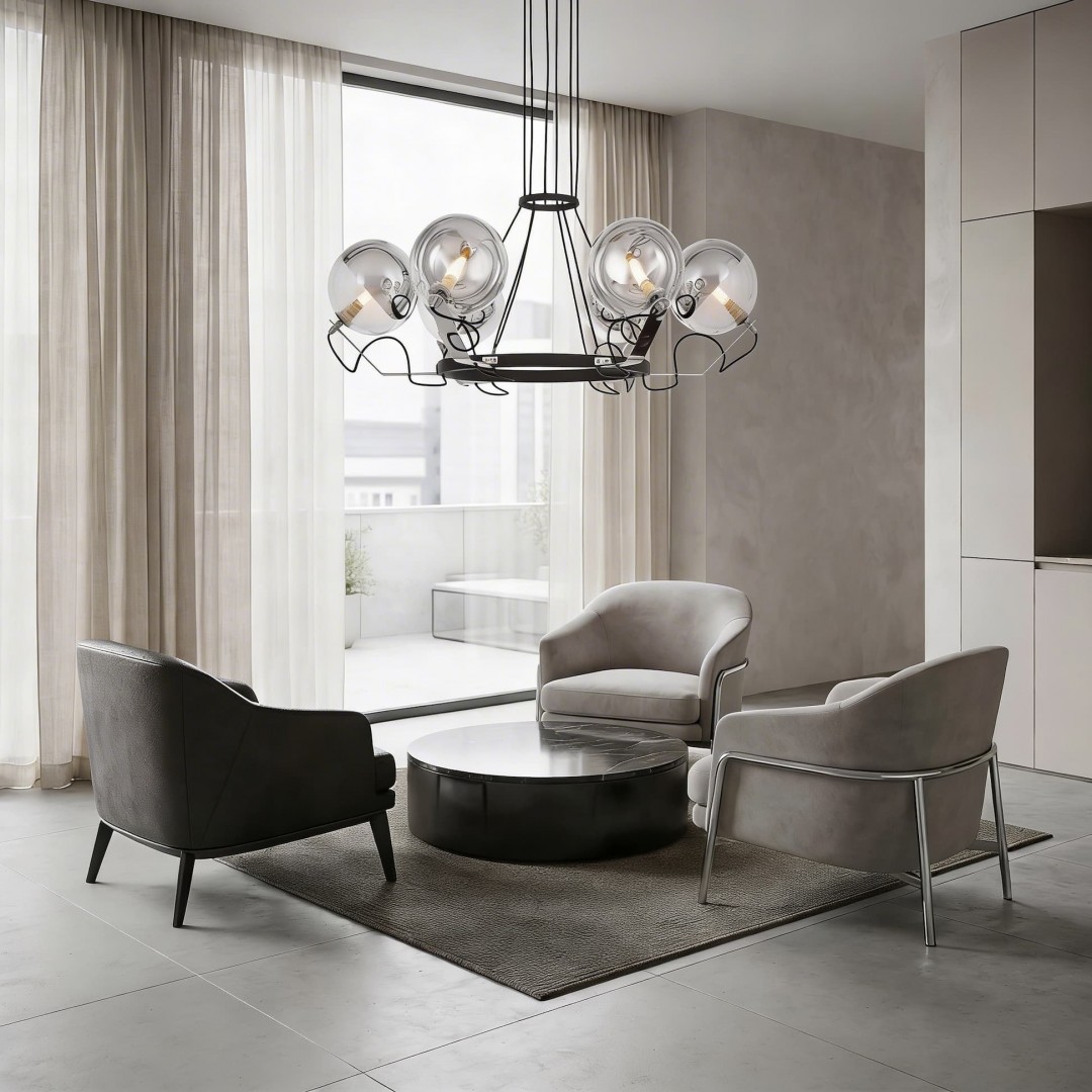 LAMPA WISZĄCA NOWOCZESNA CZARNA MARSEO W6 LUMINA DECO