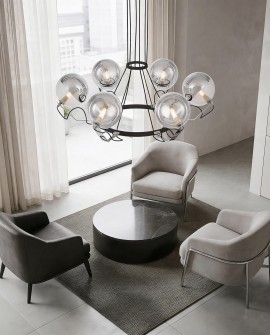 LAMPA WISZĄCA NOWOCZESNA CZARNA MARSEO W6 LUMINA DECO