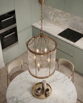 LAMPA WISZĄCA LOFT ZŁOTO SZCZOTKOWANE BOSTON W6 LUMINA DECO