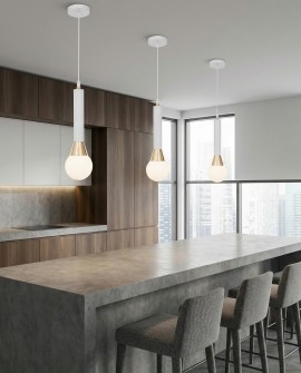 LAMPA WISZĄCA SUFITOWA NOWOCZESNA BIAŁO-ZŁOTA FOLINO W1 LUMINA DECO