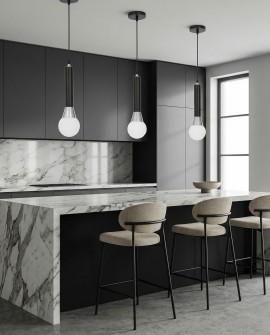 LAMPA WISZĄCA SUFITOWA NOWOCZESNA CZARNO-CHROMOWANA FOLINO W1 LUMINA DECO