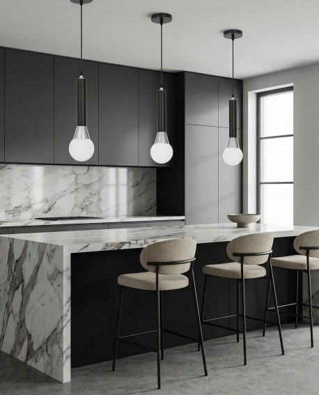 LAMPA WISZĄCA SUFITOWA NOWOCZESNA CZARNO-CHROMOWANA FOLINO W1 LUMINA DECO