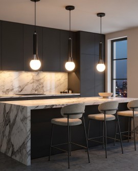 LAMPA WISZĄCA SUFITOWA NOWOCZESNA CZARNO-CHROMOWANA FOLINO W1 LUMINA DECO