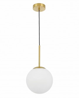 LAMPA WISZĄCA SUFITOWA NOWOCZESNA ZŁOTO SZCZOTKOWANE BIAŁA KULA FREDICA 20
