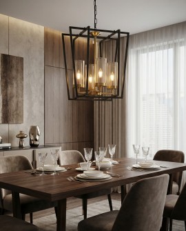 LAMPA WISZĄCA NOWOCZESNA CZARNO-ZŁOTA ARES W4 LUMINA DECO