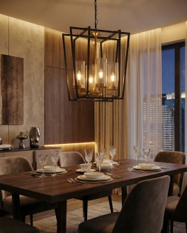 LAMPA WISZĄCA NOWOCZESNA CZARNO-ZŁOTA ARES W4 LUMINA DECO