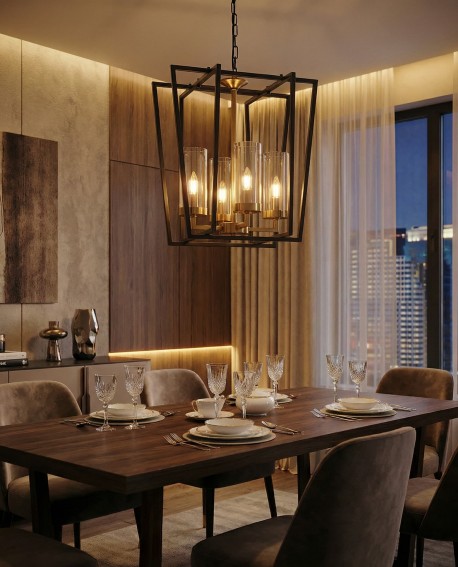 LAMPA WISZĄCA NOWOCZESNA CZARNO-ZŁOTA ARES W4 LUMINA DECO