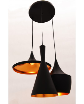 LAMPA WISZĄCA LOFT CZARNA POTRÓJNA FOGGI W3 LUMINA DECO