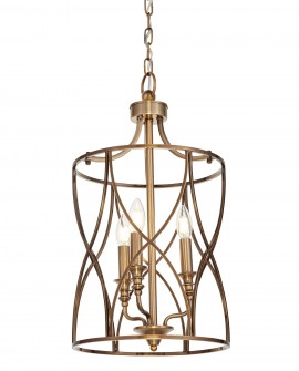 Lampa wisząca sufitowa złota szczotkowana Elmont W3 Lumina Deco na białym tle, dekoracyjna forma w klasycznym stylu