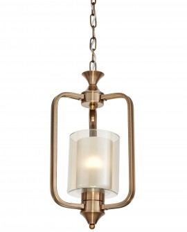  Lampa wisząca ATLANTA W1 w stylu loft, złota szczotkowana z szklanym kloszem, idealna do nowoczesnych wnętrz, dodająca ciepła